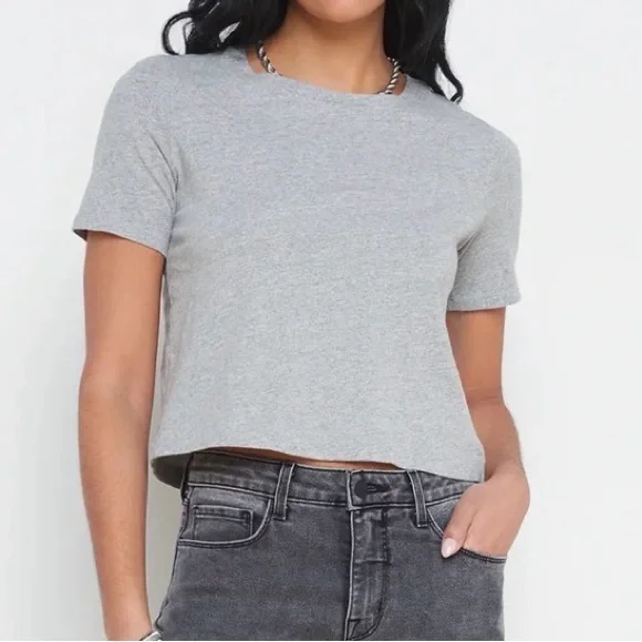 L'Agence Donna Crewneck Crop T-Shirt - L - Picture 5 of 5